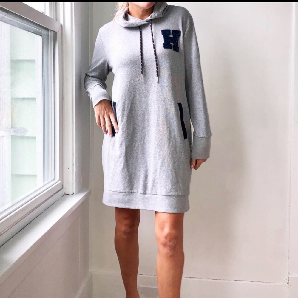 Tommy Hilfiger Gray Sweater Dress with Blue H